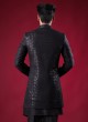 Sequins Work Jacket Style Indowestern In Black Color