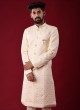 Thread Work Indowestern In Cream Color