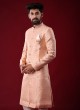 Brocade Silk Peach Color Indowestern