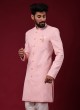 Lucknowi Work Peach Color Indowestern