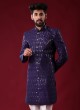 Navy Blue Sequins Work Indowesatern