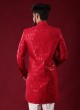 Sequins Work Red Indowestern For Men