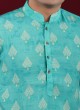Sea Green Color Kurta Pajama In Cotton Silk