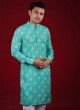 Sea Green Color Kurta Pajama In Cotton Silk