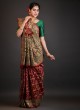 Bandhani Print Chanderi Silk Saree In Dark Maroon Color