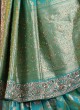 Banarasi Silk Saree In Rama Green Color