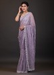 Sequins Work Saree In Lavender Color