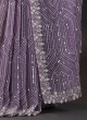 Sequins Work Saree In Lavender Color