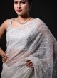 Designer Off White Saree In Organza Fabric