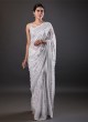 Chiffon Fabric Off White Color Designer Saree