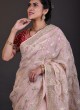 Wedding Wear Organza Saree In Peach Color