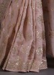 Wedding Wear Organza Saree In Peach Color