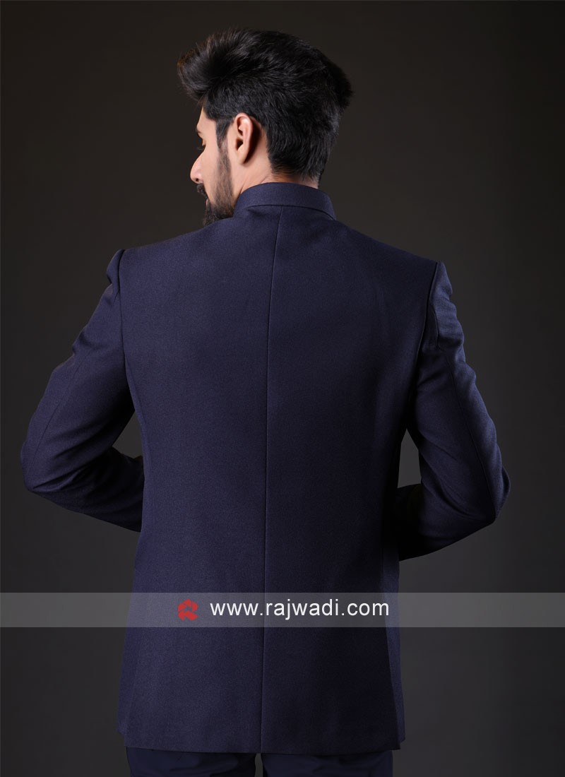 Navy Blue Color Jodhpuri Suit In Imported Fabric