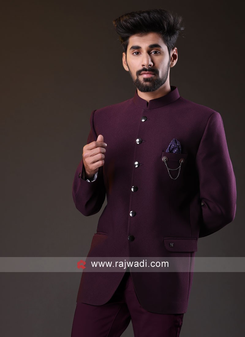 Wine Color Imported Jodhpuri Suit