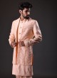 Mens Jacket Style Indowestern In Peach Color