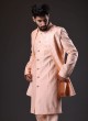 Mens Jacket Style Indowestern In Peach Color