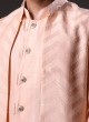 Mens Jacket Style Indowestern In Peach Color