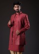 Art Silk Jacket Style Indowestern In Rust Color