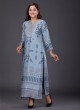 Fancy Printed Kurti In Light Blue Color