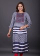 Muslin Silk Printed Kurti In Blue Color