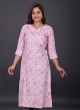 Simple Printed Kurti In Light Pink