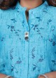 Linen Kurti In Turquoise Blue Color