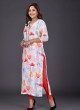 Festive Wear Linen Printed Kurti