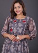 Silk Floral Printed Anarkali Style Kurti