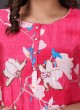 Silk Floral Printed Kurti In Fuchsia Color