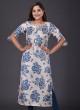 Floral Printed Kurti In Beige Color