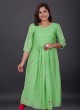 Muslin Kurti In Pista Green Color