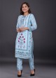 Cotton Kurti Set In Sky Blue Color