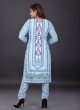 Cotton Kurti Set In Sky Blue Color