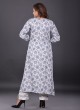 Floral Printed Kurti Set In Off White Color