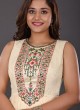 Cream Color Anarkali Suit With Bandhani Print Dupatta