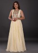 Cream Color Anarkali Suit With Bandhani Print Dupatta