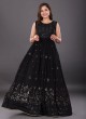 Black Color Anarkali Suit In Georgette Fabric,