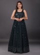 Sequins Work Anarkali Suit In Green Color