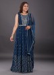 Indigo Blue Anarkali Suit In Georgette Fabric