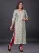 Floral Printed Kurti In Pista Green Color