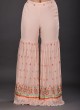 Wedding Wear Sharara Suit In Light Peach Color