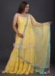 Raw Silk Sharara Style Suit In Yellow Color