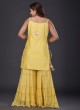 Raw Silk Sharara Style Suit In Yellow Color