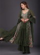 Designer Mehendi Green Color Sharara Suit