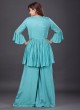 Sea Green Sharara Suit In Silk Fabric