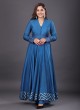 Rama Blue Anarkali Suit In Raw Silk Fabric