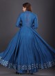 Rama Blue Anarkali Suit In Raw Silk Fabric