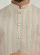 Multi Color Thread Work Nehru Jacket Set For Men