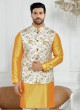 Floral Printed Nehru Jacket In Off White Color