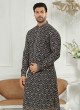 Wedding Wear Kurta Pajama In Navy Blue Color